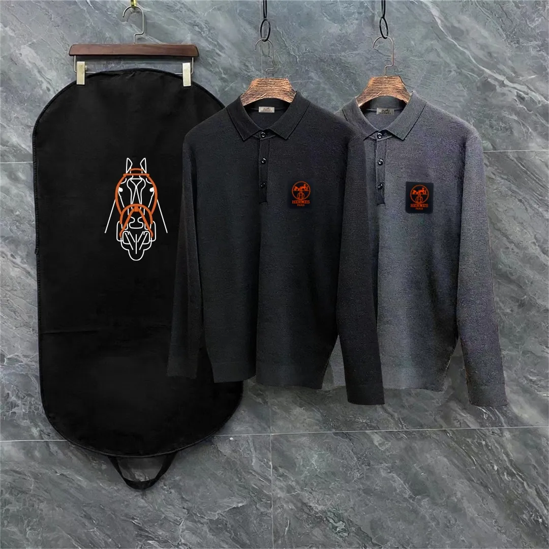 Hermes SS New Arrival Polo 。 ， ， logo ！ 👍 ：Black、Gray Size：S-XL